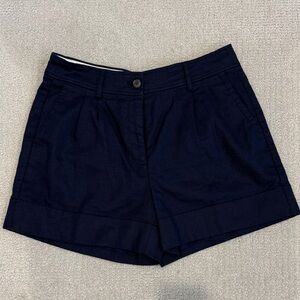 J Crew Pleated Linen Navy Women's Shorts